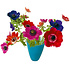 Flat flowers - raamsticker  - anemoon blauwe vaas (30 x 37 cm)