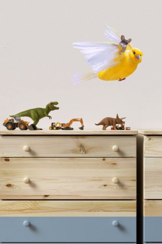 Sticky Tales Sticky Tales - muursticker - kanarie Sacha & muisje Bo