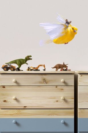 Sticky Tales Sticky Tales - muursticker - kanarie Sacha & muisje Bo