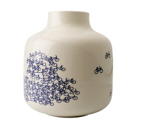 Heinen Delfts Blauw Heinen delfts blauw - vaas (H20 cm, Ø17,5 cm) - De blauwe fiets nr 3