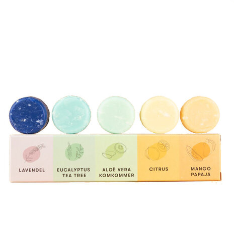 Shampoo bars SB - proefpakket - shampoo (5 mini bars) Shampoo bars SB - proefpakket - shampoo (5 mini bars)