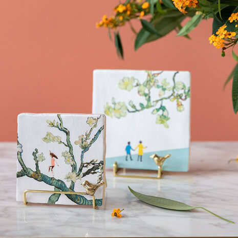 Storytiles Storytiles - houder - golden stand vogel Storytiles Storytiles - houder - golden stand vogel