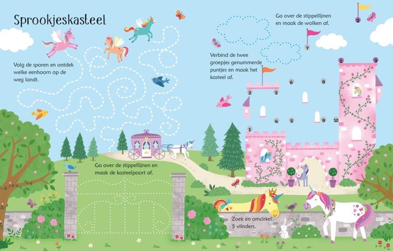Usborne Uitwisboek - eenhoorn spelletjes Usborne Uitwisboek - eenhoorn spelletjes