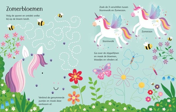 Usborne Uitwisboek - eenhoorn spelletjes Usborne Uitwisboek - eenhoorn spelletjes