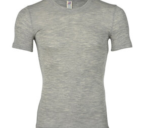 Engel Natur Engel Natur - wollen shirt heren korte mouw - light grey melange