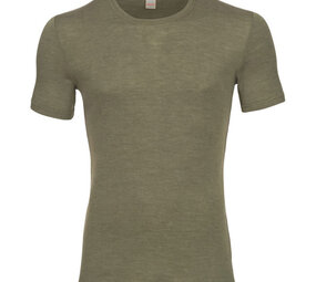 Engel Natur Engel Natur - wollen shirt heren korte mouw - olive
