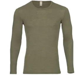 Engel Natur Engel Natur - wollen shirt heren lange mouw - olive Engel Natur Engel Natur - wollen shirt heren lange mouw - olive