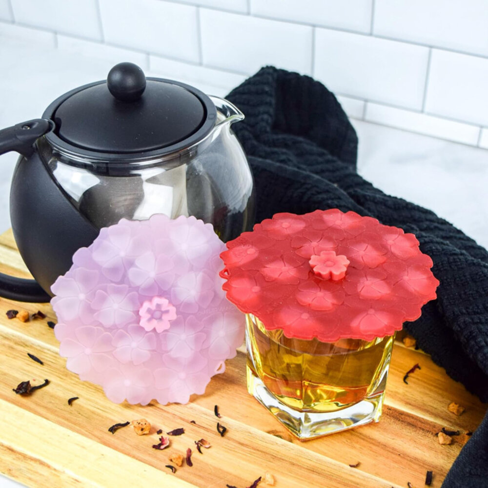 Charles Viancin Charles Viancin - drink covers - geranium (set van 2) Charles Viancin Charles Viancin - drink covers - geranium (set van 2)