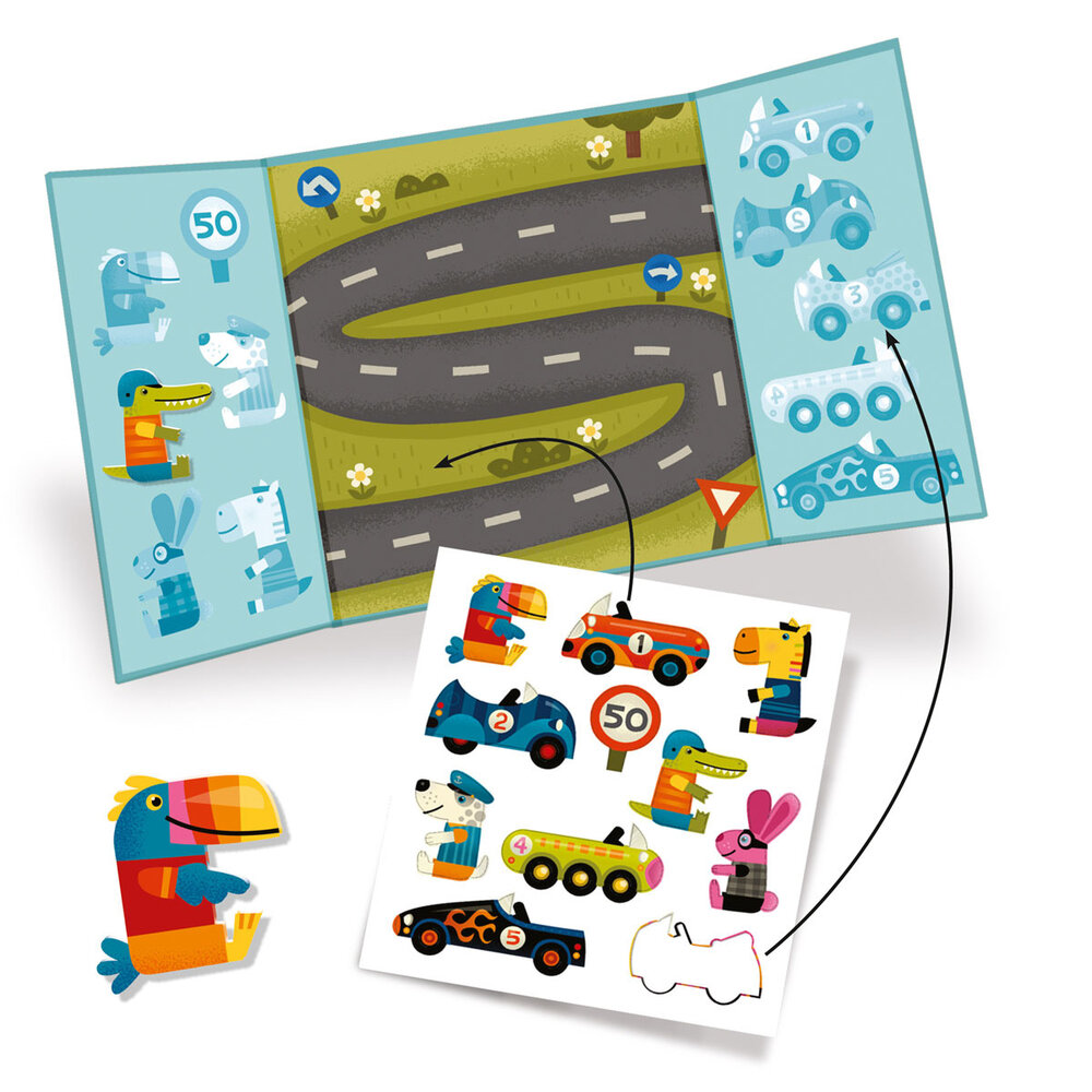 Djeco Djeco - herbruikbare stickers - auto's