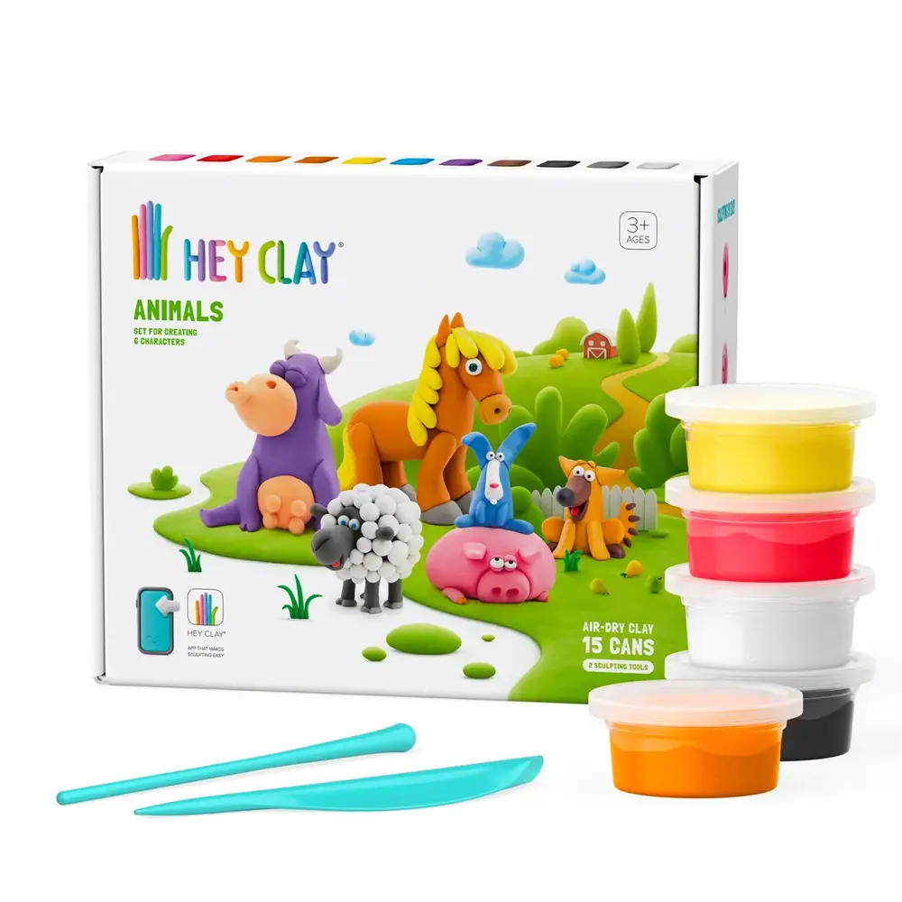 Hey Clay Hey Clay - boetseerklei - boerderijdieren (15 potjes) Hey Clay Hey Clay - boetseerklei - boerderijdieren (15 potjes)