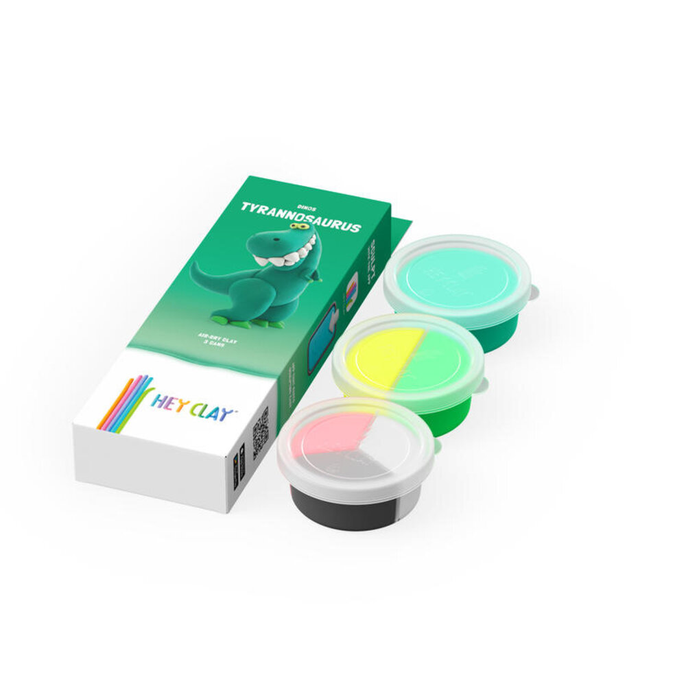 Hey Clay Hey Clay - boetseerklei - tyrannosaurus (3 potjes) Hey Clay Hey Clay - boetseerklei - tyrannosaurus (3 potjes)