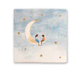 Storytiles Storytiles - tegel small - little friends on the moon (10x10 cm) Storytiles Storytiles - tegel small - little friends on the moon (10x10 cm)