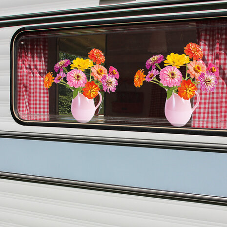 Flatflowers Flat flowers - raamsticker - zinnia (30 x 30 cm)