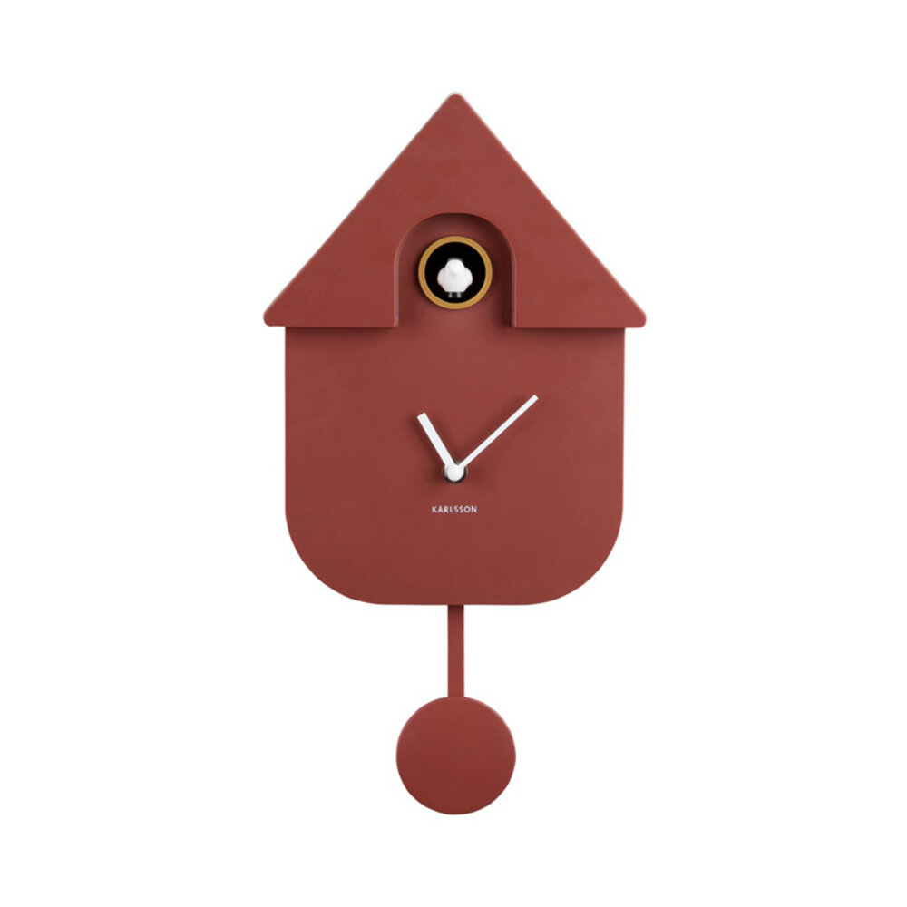 Karlsson Karlsson - wandklok - modern koekoeksklok - warm steenrood Karlsson Karlsson - wandklok - modern koekoeksklok - warm steenrood