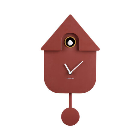 Karlsson Karlsson - wandklok - modern koekoeksklok - warm steenrood Karlsson Karlsson - wandklok - modern koekoeksklok - warm steenrood