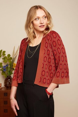 King Louie emily cardi crown tweed orange Hoge Ramen