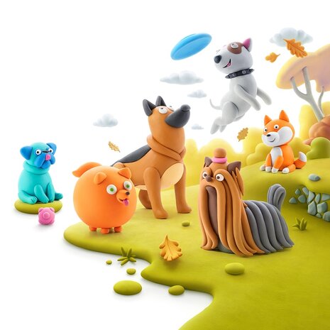 Hey Clay Hey Clay - boetseerklei - honden vriendjes (15 potjes) Hey Clay Hey Clay - boetseerklei - honden vriendjes (15 potjes)