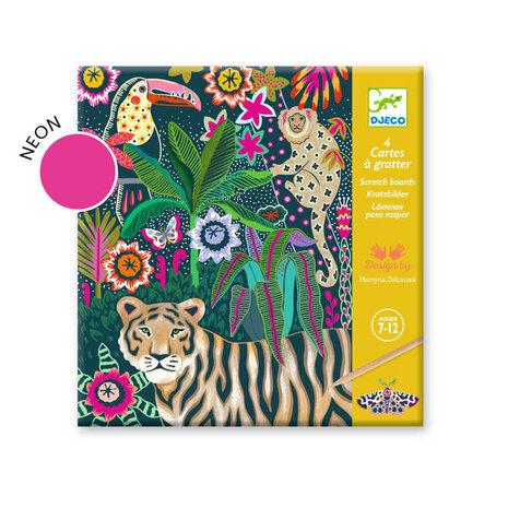 Djeco Djeco - kraskaarten neon - jungledieren Djeco Djeco - kraskaarten neon - jungledieren
