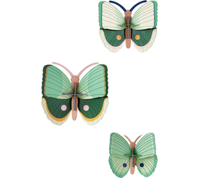 Studio Roof Studio Roof - muurdecoratie - fern striped butterflies (set van 3)