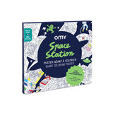 Omy Omy - grote kleurplaat + stickers - space station Omy Omy - grote kleurplaat + stickers - space station