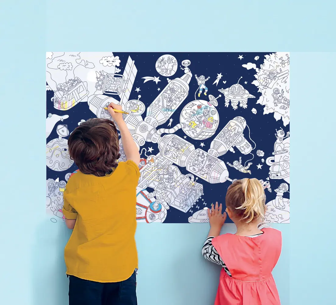 Omy Omy - coloring poster + stickers - ruimtestation Omy Omy - coloring poster + stickers - ruimtestation