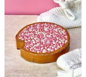 Piet Design Piet design - vouwkaart - beschuit met roze muisjes Piet Design Piet design - vouwkaart - beschuit met roze muisjes