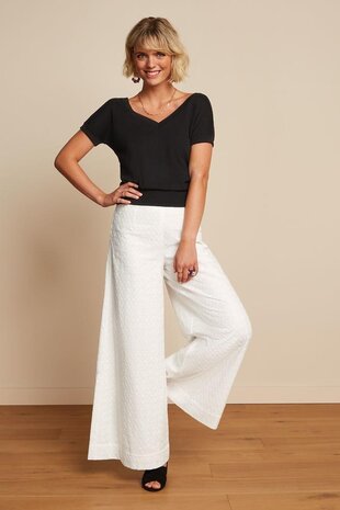 King Louie palazzo pants rosa broderie anglaise white Hoge Ramen