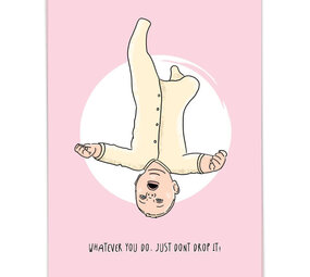 Kaart Blanche Kaart blanche - wenskaart - don't drop it (roze)