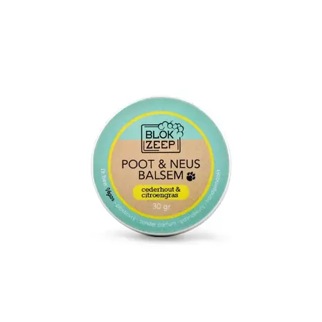 Blokzeep Blokzeep - poot & neus balsem hond - cederhout & citroengras (30g) Blokzeep Blokzeep - poot & neus balsem hond - cederhout & citroengras (30g)