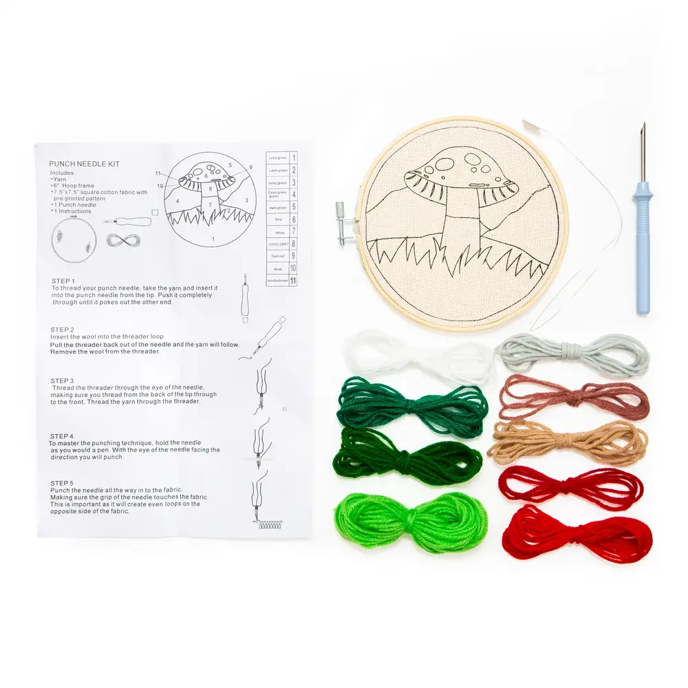 Kikkerland Kikkerland - punch needle kit - paddestoel