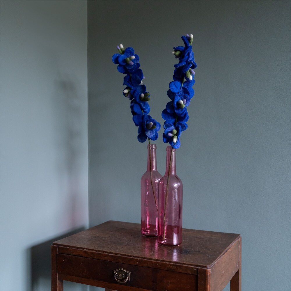 Sjaal met verhaal Sjaal met verhaal - bloem ridderspoor - blauw