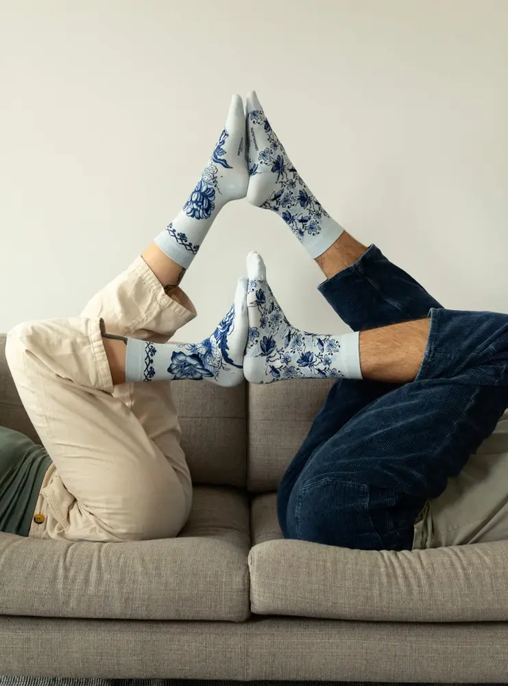 Kunstsokken Kunstsokken - delfts blauw bloemen