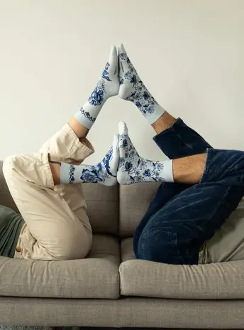 Kunstsokken Kunstsokken - delfts blauw bloemen