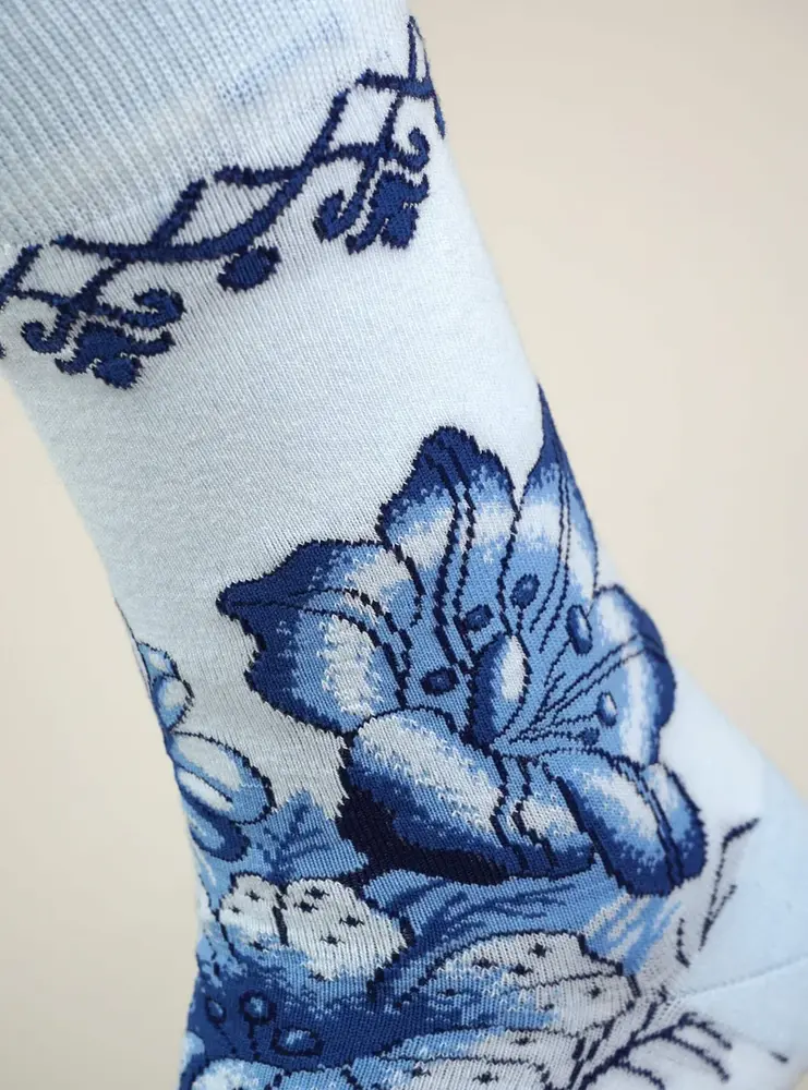 Kunstsokken Kunstsokken - delfts blauw bloemen