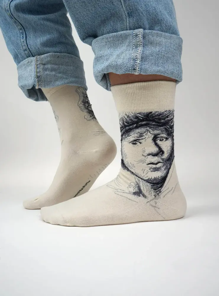 Kunstsokken Kunstsokken - zelfportret met baret