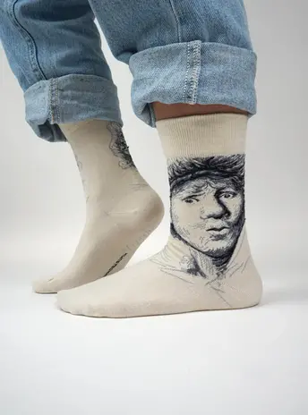 Kunstsokken Kunstsokken - zelfportret met baret