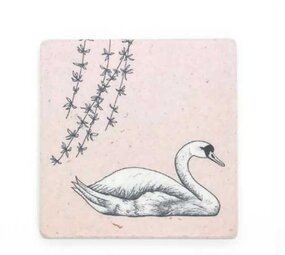 Ask a duck Ask a duck - tegel natuursteen - zwaan Ask a duck Ask a duck - tegel natuursteen - zwaan