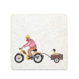 Ask a duck Ask a duck - tegel natuursteen - man op bromfiets