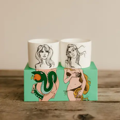 PolonaPolona PolonaPolona - espresso kopjes (set van 2) - the lovergirls, eve & venus PolonaPolona PolonaPolona - espresso kopjes (set van 2) - the lovergirls, eve & venus