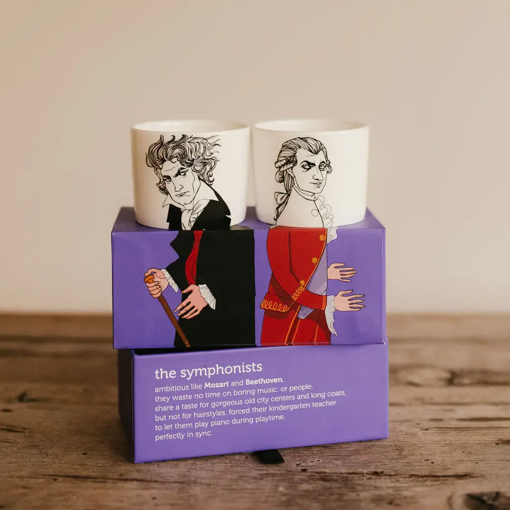 PolonaPolona PolonaPolona - espresso kopjes (set van 2) - the symphonists, mozart & beethoven PolonaPolona PolonaPolona - espresso kopjes (set van 2) - the symphonists, mozart & beethoven