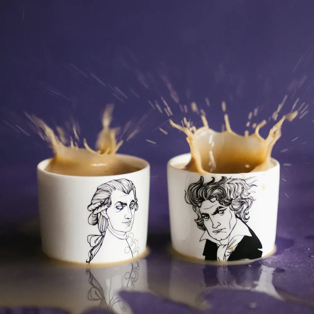 PolonaPolona PolonaPolona - espresso kopjes (set van 2) - the symphonists, mozart & beethoven PolonaPolona PolonaPolona - espresso kopjes (set van 2) - the symphonists, mozart & beethoven