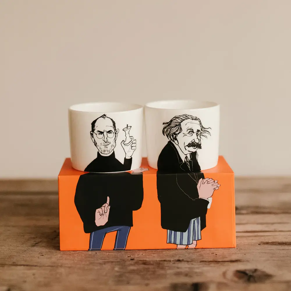 PolonaPolona PolonaPolona - espresso kopjes (set van 2) - the brainiacs, steve & albert PolonaPolona PolonaPolona - espresso kopjes (set van 2) - the brainiacs, steve & albert