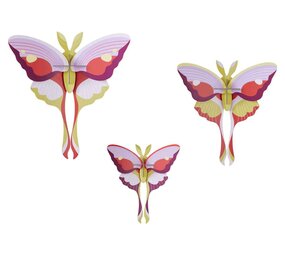 Studio Roof Studio Roof - muurdecoratie - lilac comet butterflies (set van 3)