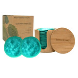 Blokzeep My foodways - herbruikbare wattenschijfjes (16 stuks) met houder - aqua