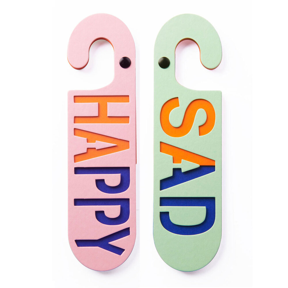 Puki wuki Puki wuki - deurhanger happy/sad - roze/groen Puki wuki Puki wuki - deurhanger happy/sad - roze/groen