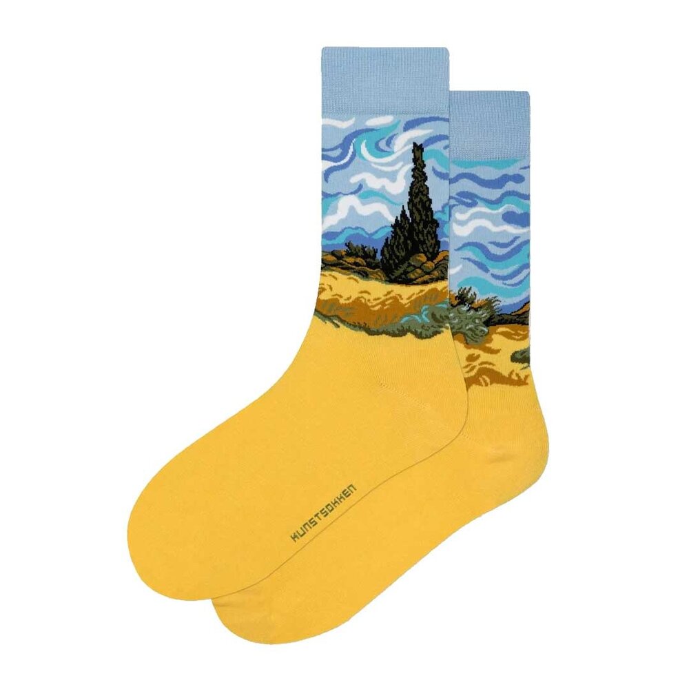 Kunstsokken Kunstsokken - korenveld met cipressen