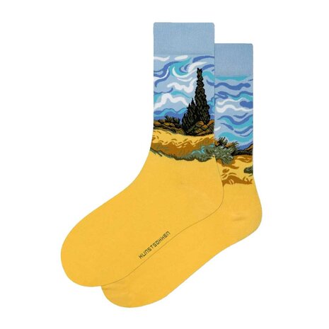 Kunstsokken Kunstsokken - korenveld met cipressen