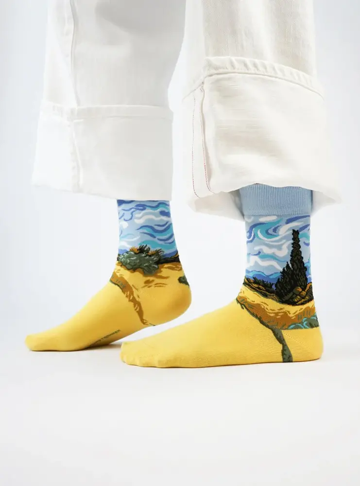 Kunstsokken Kunstsokken - korenveld met cipressen