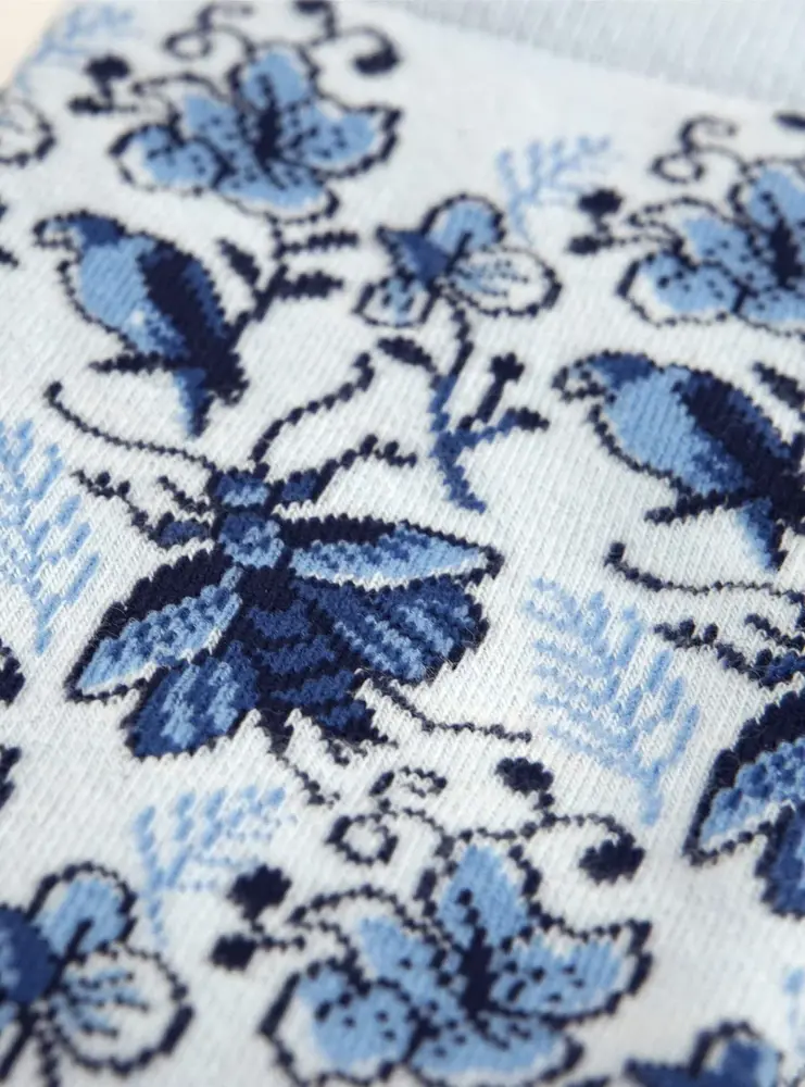 Kunstsokken Kunstsokken - delfts blauw vogels en insecten Kunstsokken Kunstsokken - delfts blauw vogels en insecten