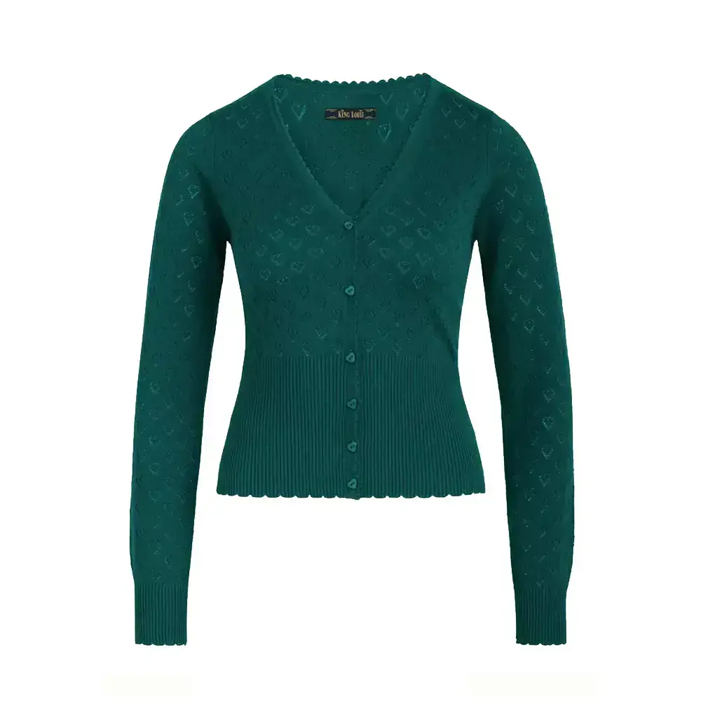 King Louie King Louie - cardi v heart ajour bci - dragonfly green King Louie King Louie - cardi v heart ajour bci - dragonfly green